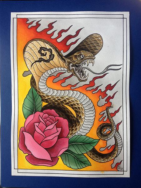 Tattoos - Cobra Watercolor - 77055